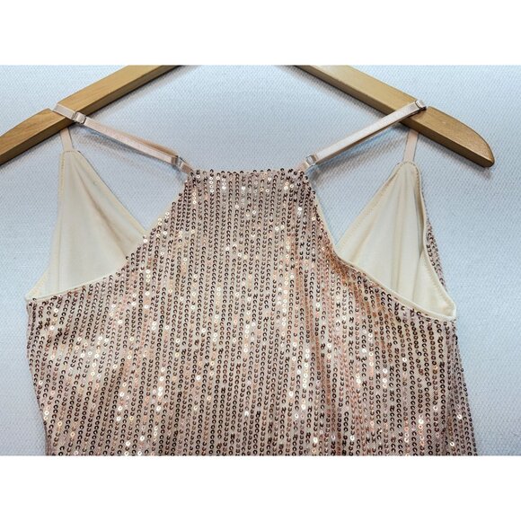 Grace Karin Womens Sequin Wrap Camisole Tank Top Size S Beige Tie Front Sexy - Picture 10 of 10